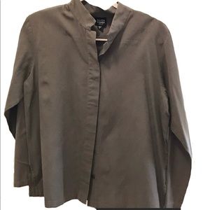EILEEN FISHER Grayish / Brown KIMONO STYLE SILK BLEND JACKET